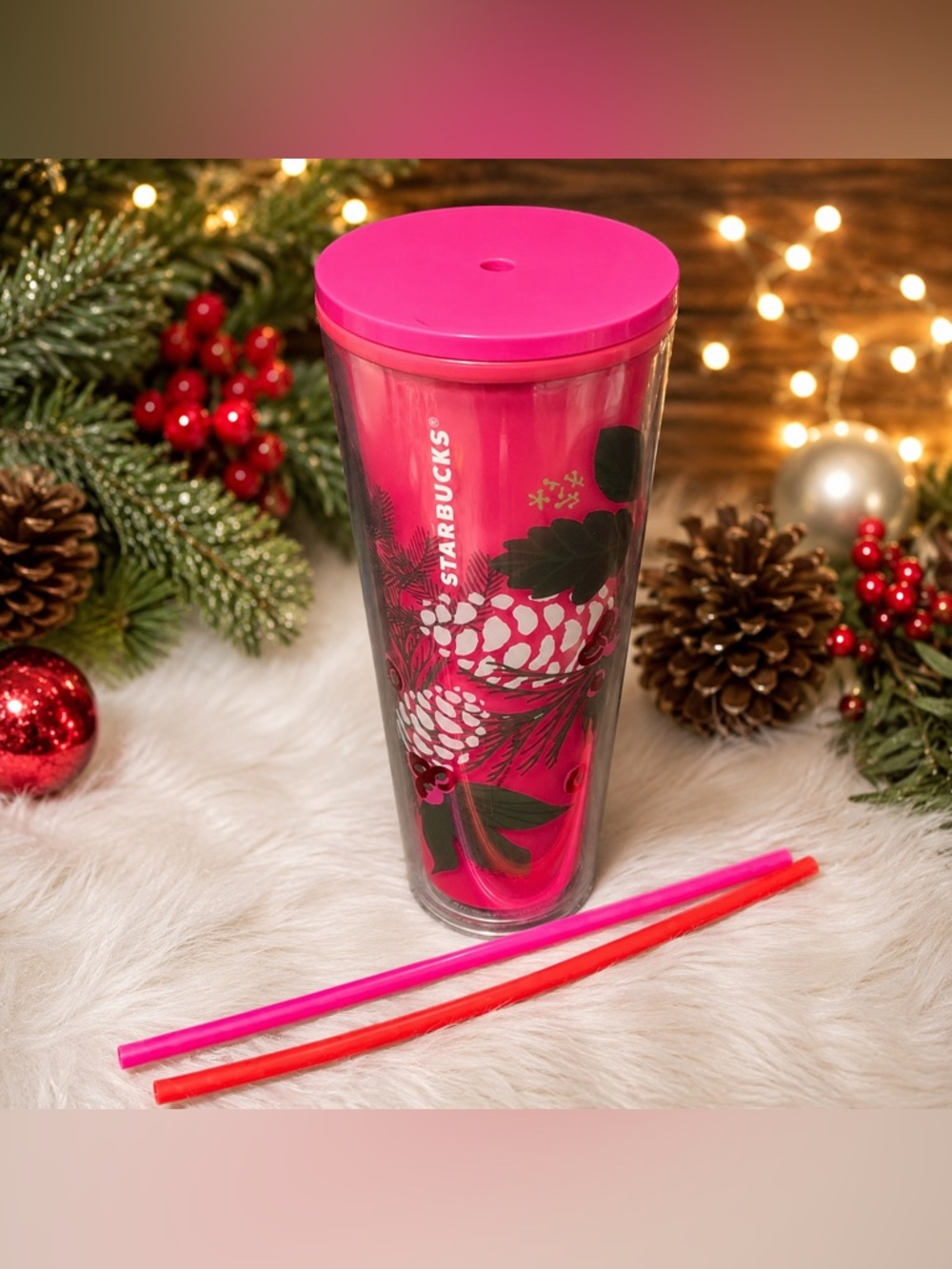 🎄Starbucks 2021 Holiday Pink Pinecone Color-Changing Venti Tumbler | 24 oz